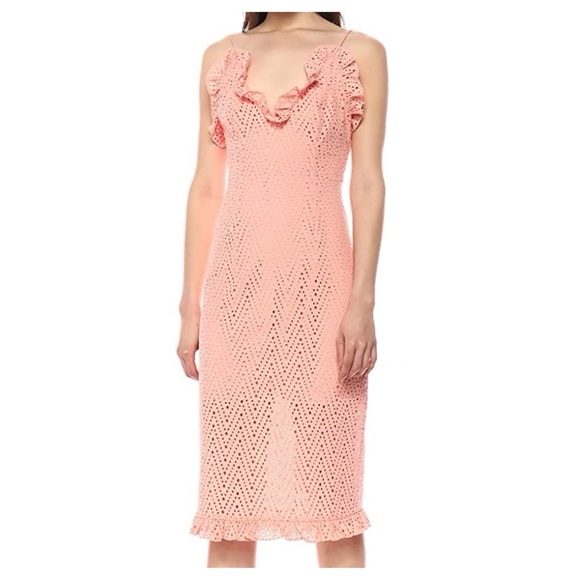 C/MEO Collective Eyelet Ruffle Midi Dress Sherbet - Picture 2 of 14